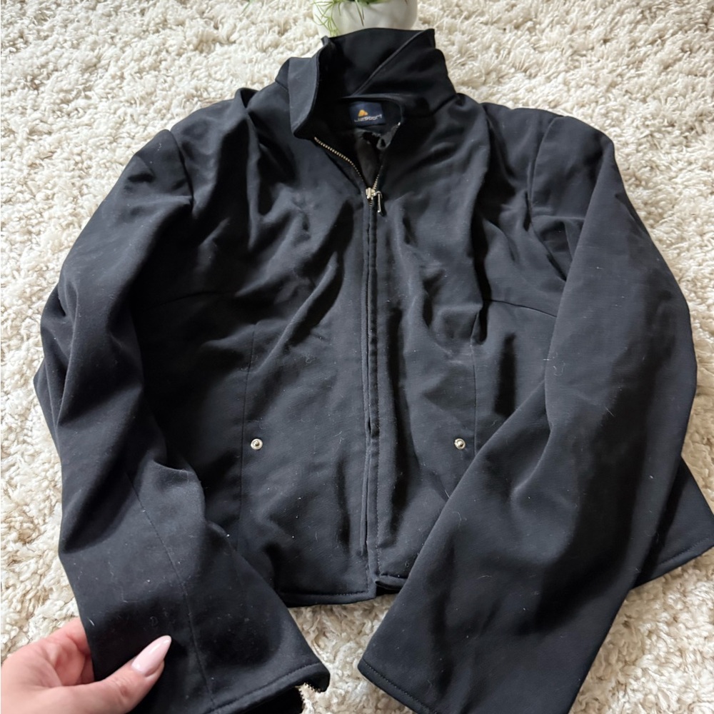 Black Lissport athletic thick winter jacket with a vintage vibe jacket